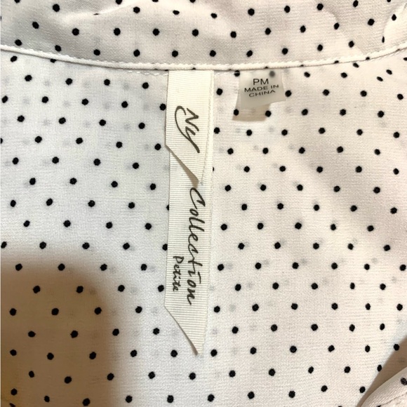 NWT NY Collection Polka Dot Button Down Roll Tab Long Sleeve Shirt Women PM - Picture 7 of 7